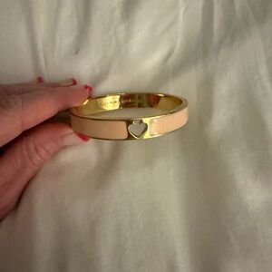 Kate Spade light pink Enamel Gold Heart Bangle Bracelet
